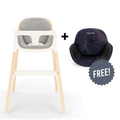 Nuna Bryn Baby High Chair with FREE Spectrum Bryn Seat Pad – Premium Walnut & Maple Wood High Chair, Removable Seat Pad & Child Tray, Tool-Free Assembly (6M+, Up to 100 Kg)
