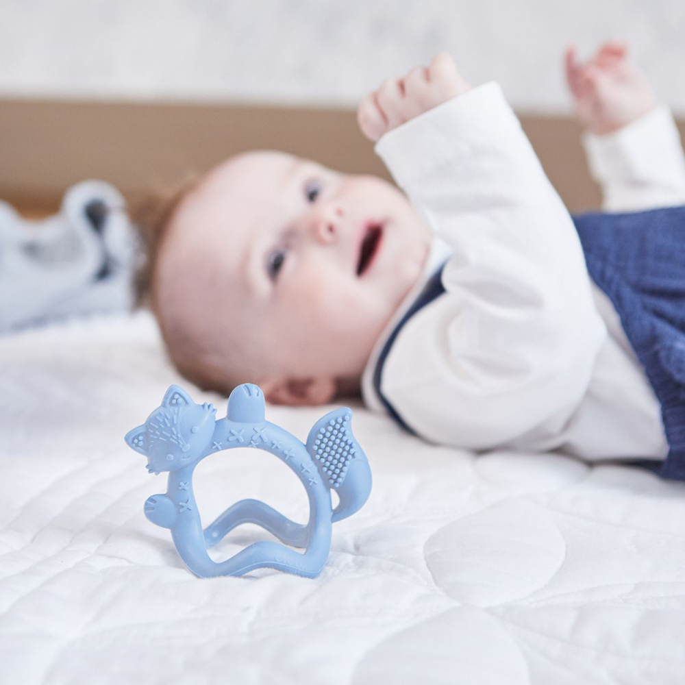 B.Box Silicone Wrist Teether Fox - Multi-Textured & Soothing for Teething Babies
