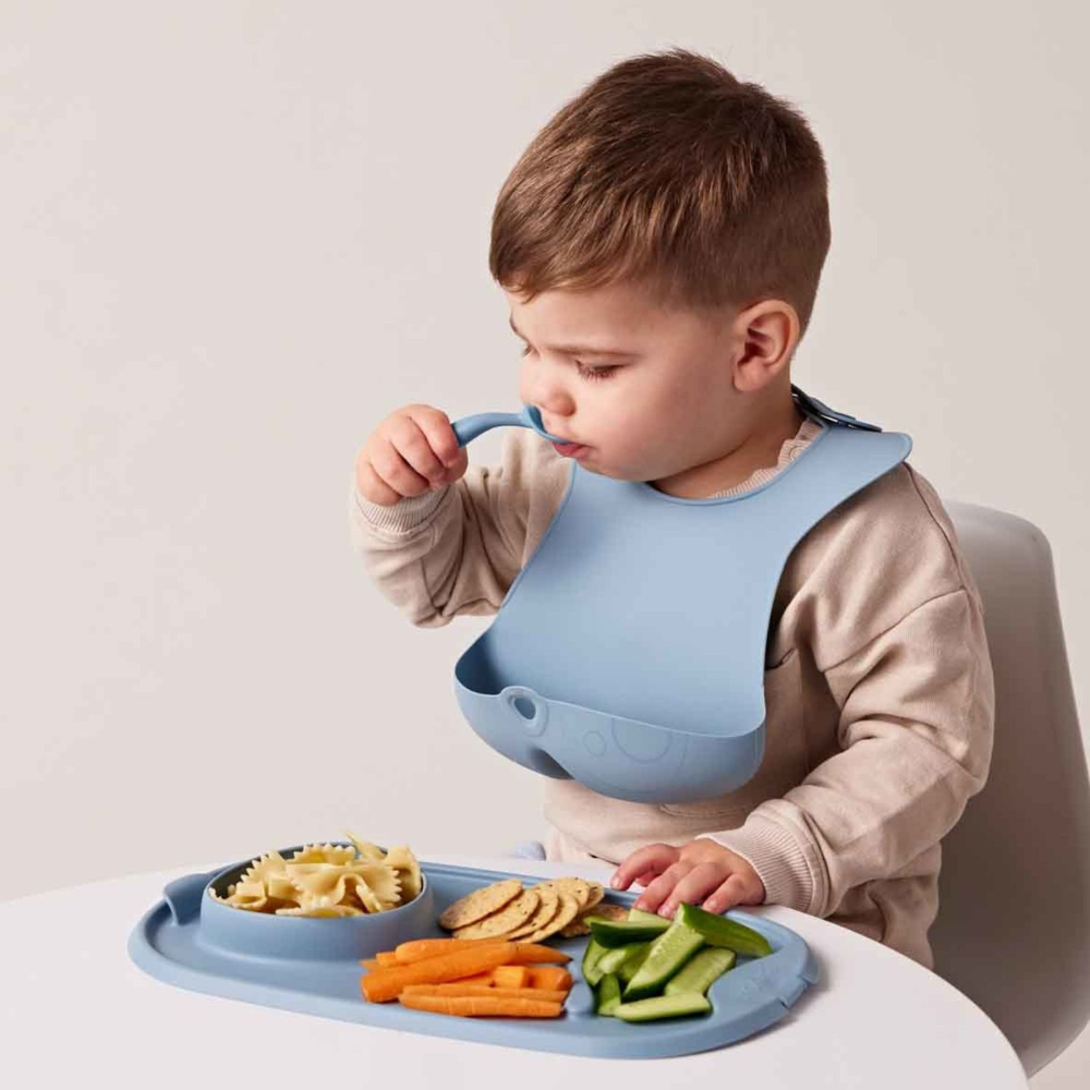 B.Box Roll + Go Mealtime Silicone Mat - Travel Friendly Plate with spoon - Non-Slip, Easy-Clean