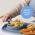B.Box Roll + Go Mealtime Silicone Mat - Travel Friendly Plate with spoon - Non-Slip, Easy-Clean