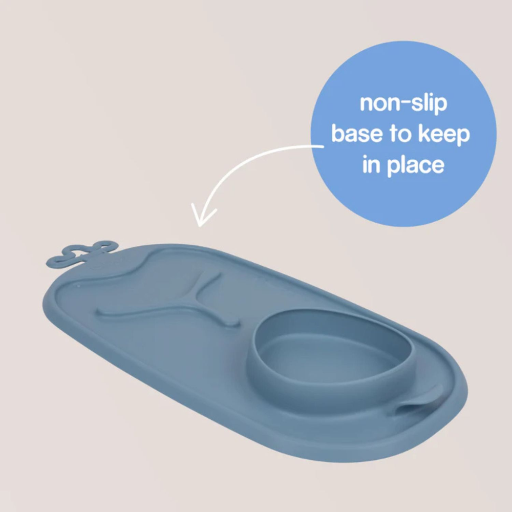 B.Box Roll + Go Mealtime Silicone Mat - Travel Friendly Plate with spoon - Non-Slip, Easy-Clean