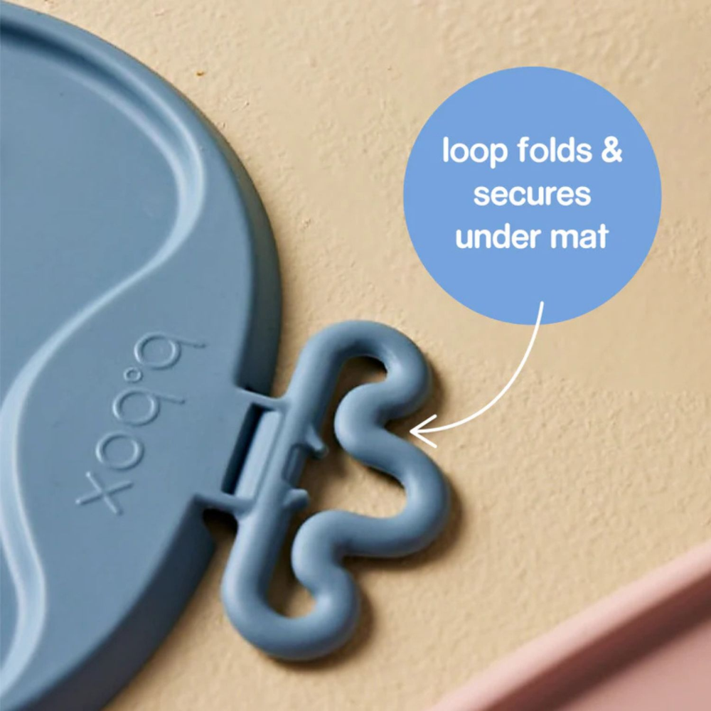 B.Box Roll + Go Mealtime Silicone Mat - Travel Friendly Plate with spoon - Non-Slip, Easy-Clean