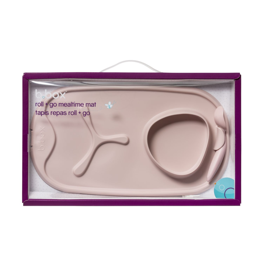 B.Box Roll + Go Mealtime Silicone Mat - Travel Friendly Plate with spoon - Non-Slip, Easy-Clean