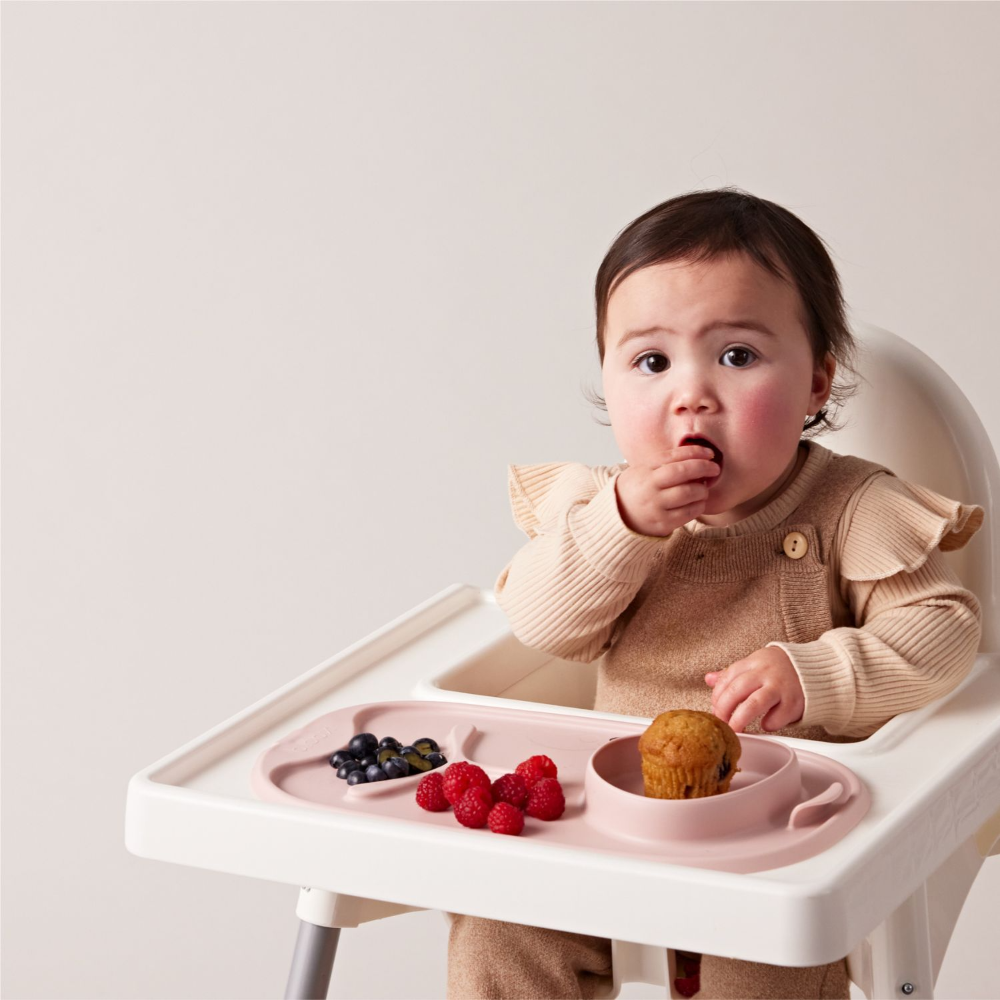 B.Box Roll + Go Mealtime Silicone Mat - Travel Friendly Plate with spoon - Non-Slip, Easy-Clean