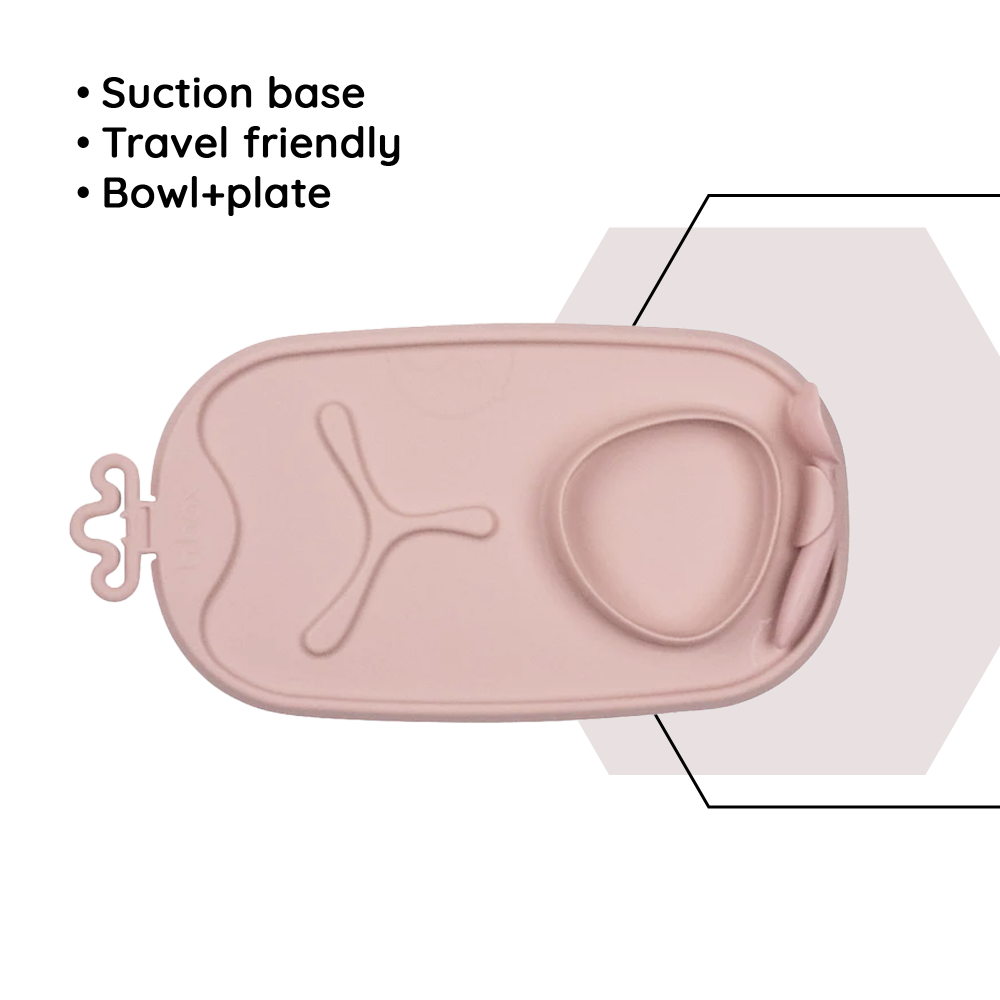 B.Box Roll + Go Mealtime Silicone Mat - Travel Friendly Plate with spoon - Non-Slip, Easy-Clean