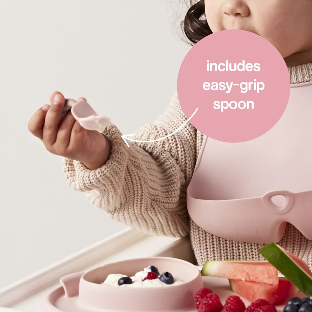 B.Box Roll + Go Mealtime Silicone Mat - Travel Friendly Plate with spoon - Non-Slip, Easy-Clean