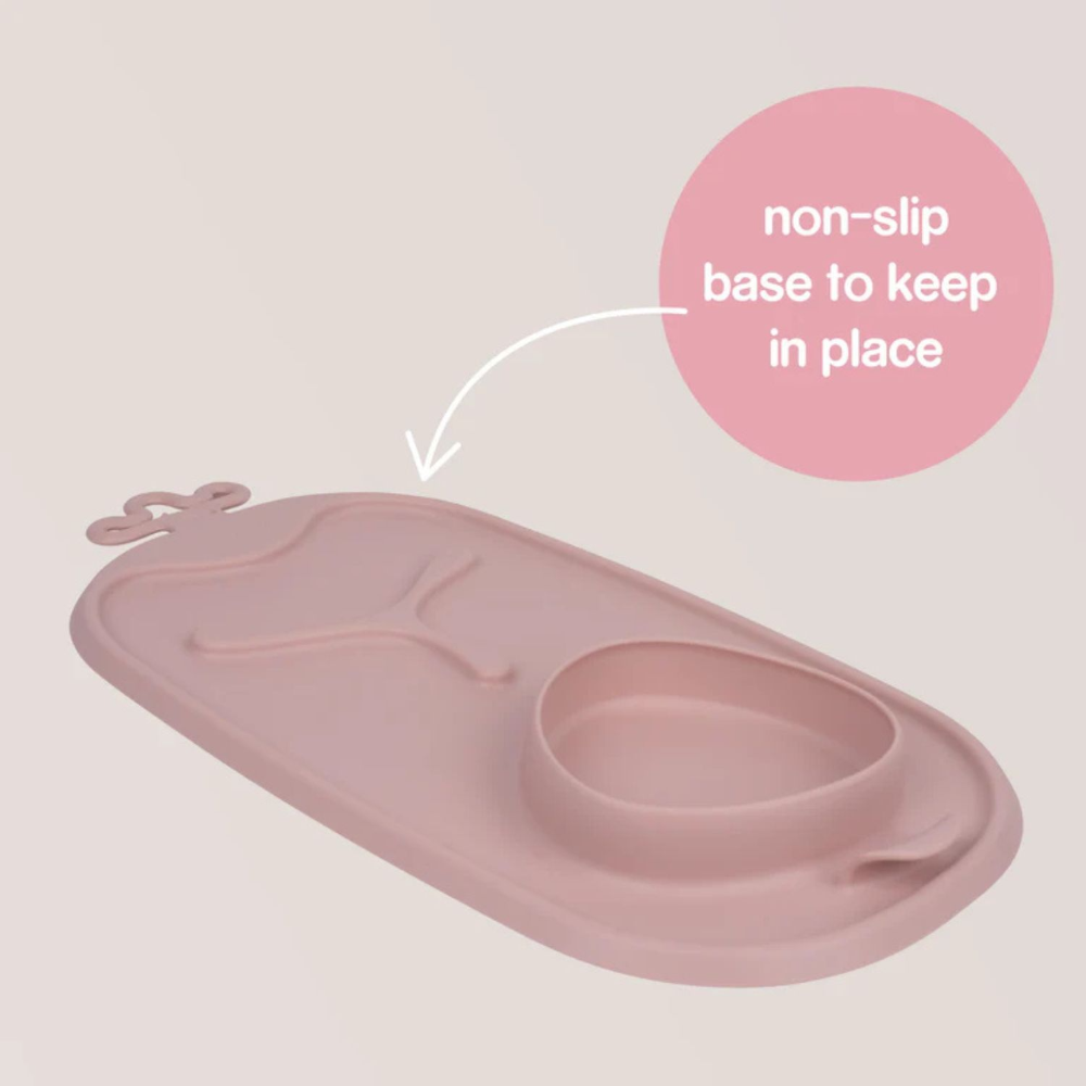B.Box Roll + Go Mealtime Silicone Mat - Travel Friendly Plate with spoon - Non-Slip, Easy-Clean