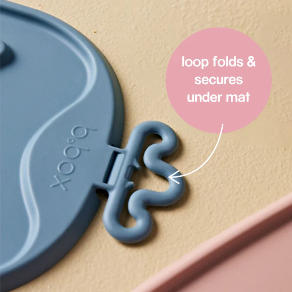 B.Box Roll + Go Mealtime Silicone Mat - Travel Friendly Plate with spoon - Non-Slip, Easy-Clean