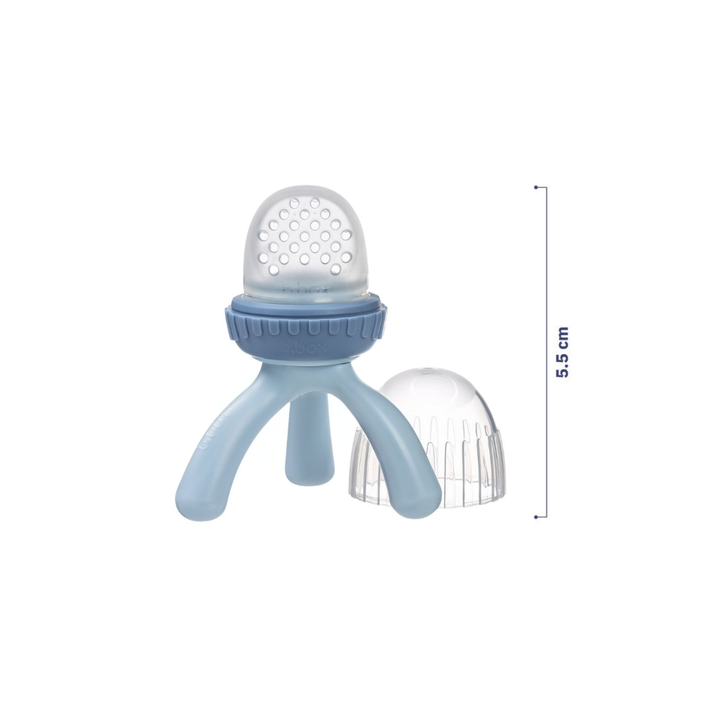 B.Box Baby Silicone Fresh Food Feeder - Safe & Gentle Silicone Feeder with Hygiene Cap - Lullaby Blue