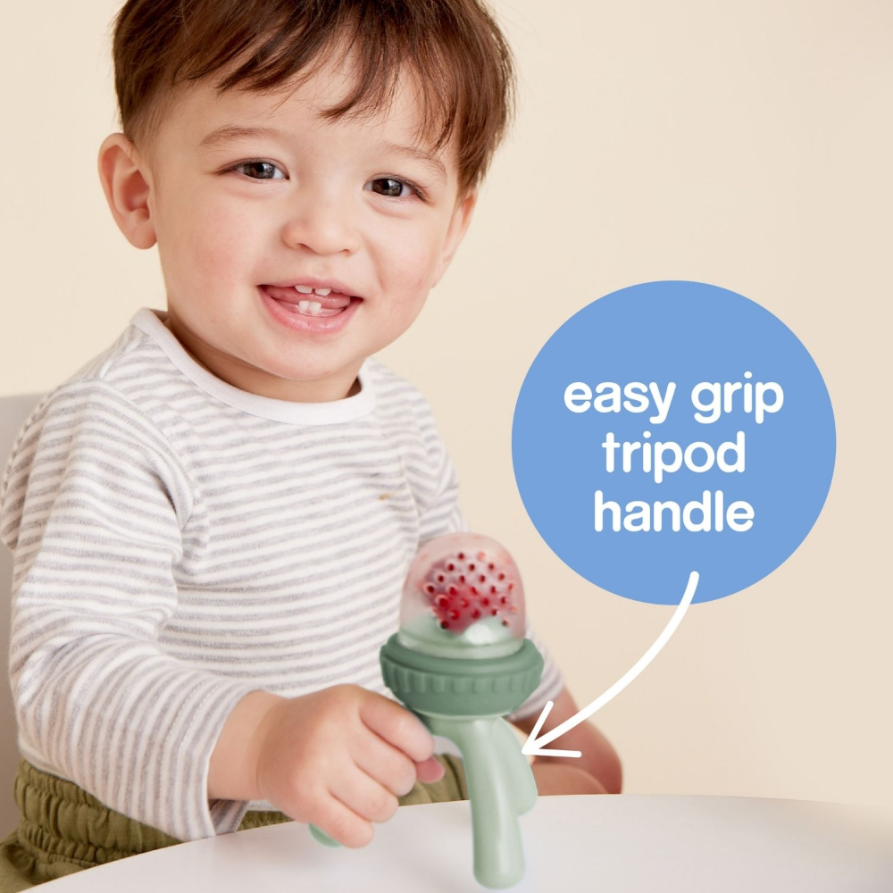 B.Box Baby Silicone Fresh Food Feeder - Safe & Gentle Silicone Feeder with Hygiene Cap - Lullaby Blue
