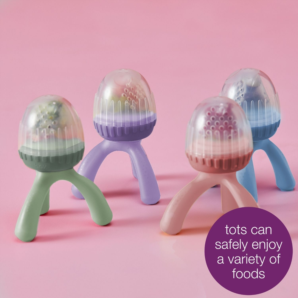 B.Box Baby Silicone Fresh Food Feeder - Safe & Gentle Silicone Feeder with Hygiene Cap - Lullaby Blue