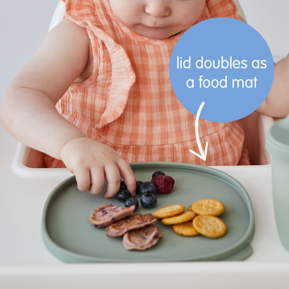 B.Box Silicone Divider Suction Plate with Lid - Non-Slip Base & Leakproof Lid for Fuss-Free Mealtimes