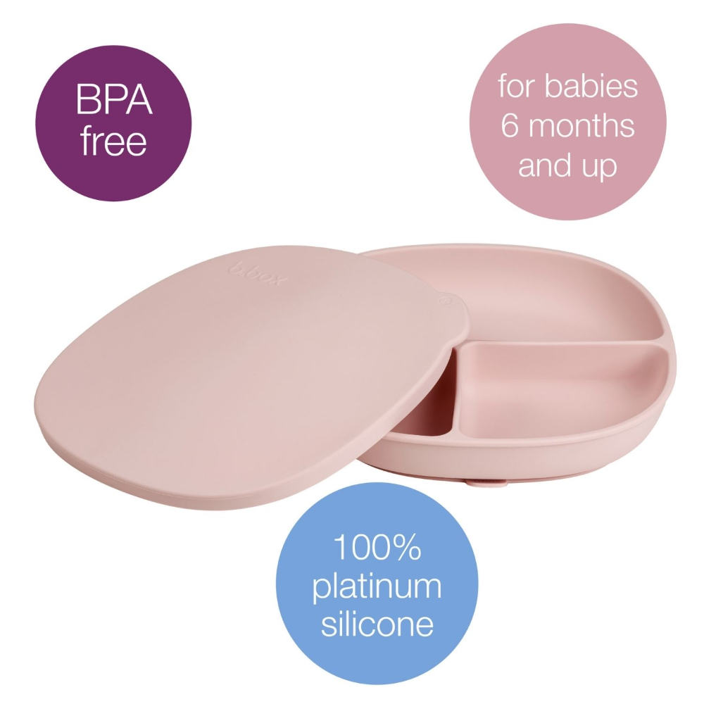 B.Box Silicone Divider Suction Plate with Lid - Non-Slip Base & Leakproof Lid for Fuss-Free Mealtimes