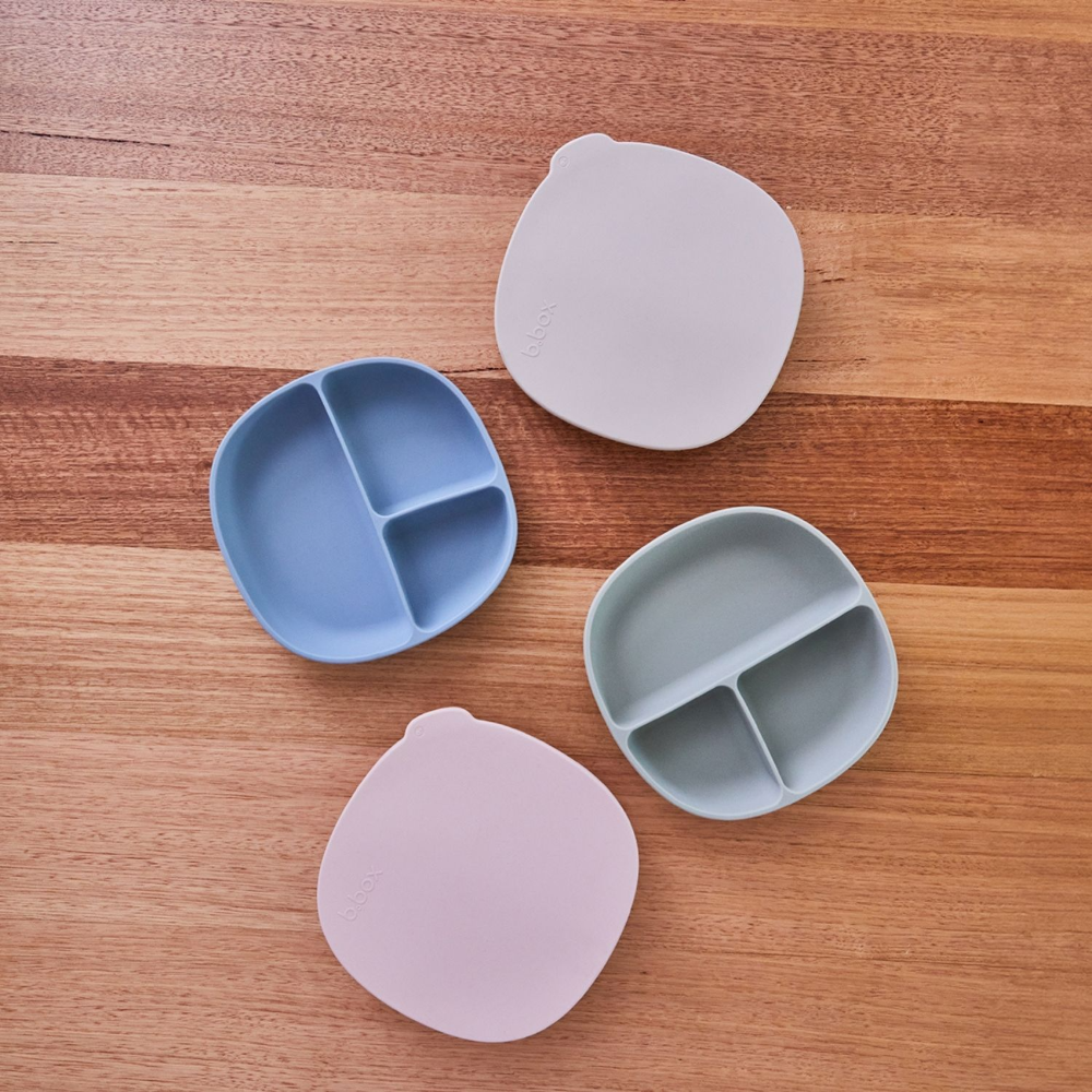 B.Box Silicone Divider Suction Plate with Lid - Non-Slip Base & Leakproof Lid for Fuss-Free Mealtimes