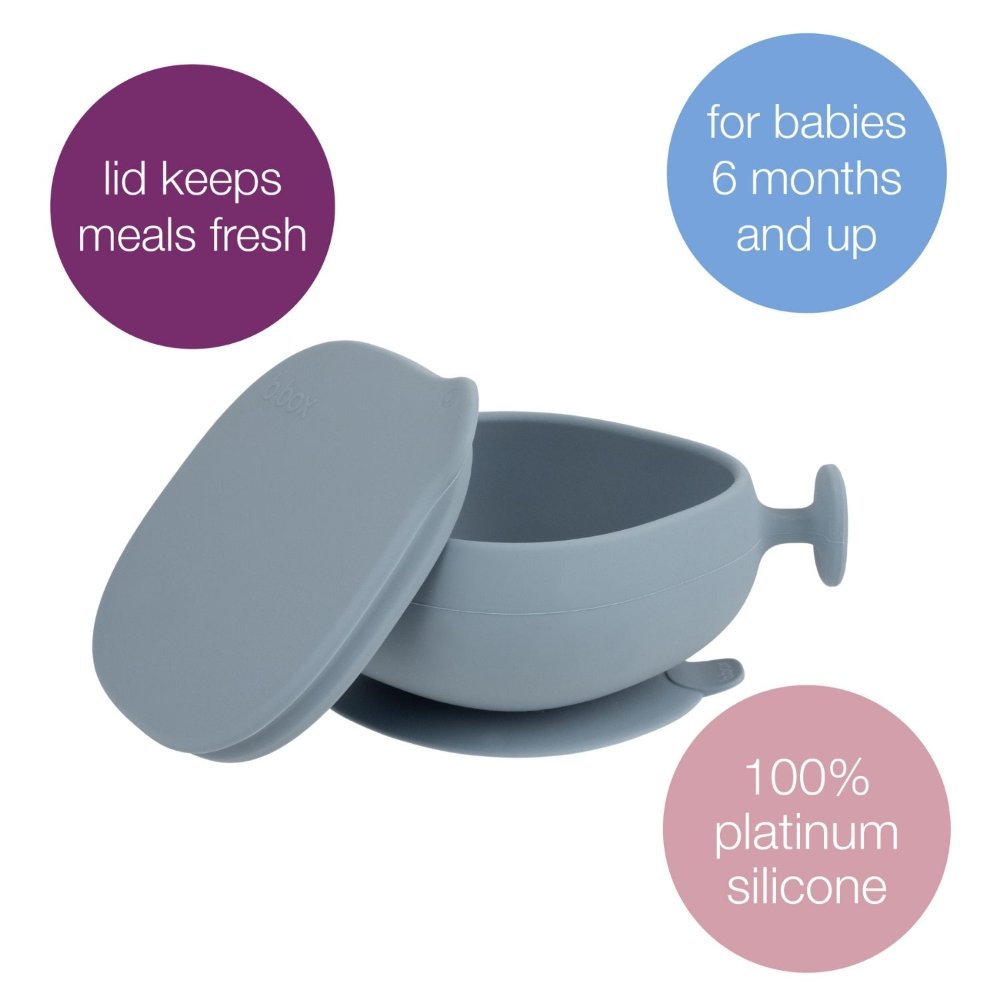 B.Box Soft Silicone Feeding Bowl + Lid for Toddlers - Anti-Slip & Leakproof Lid