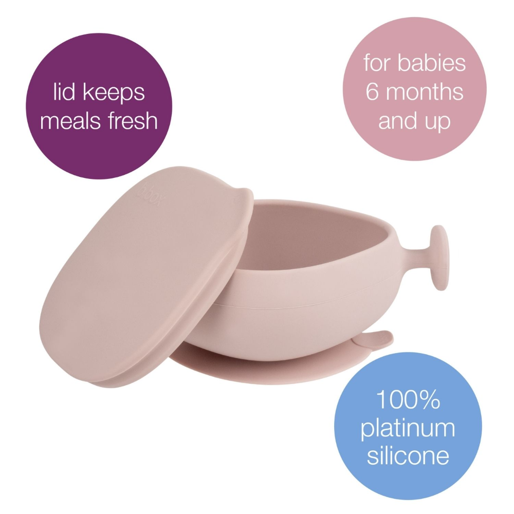 B.Box Soft Silicone Feeding Bowl + Lid for Toddlers - Anti-Slip & Leakproof Lid