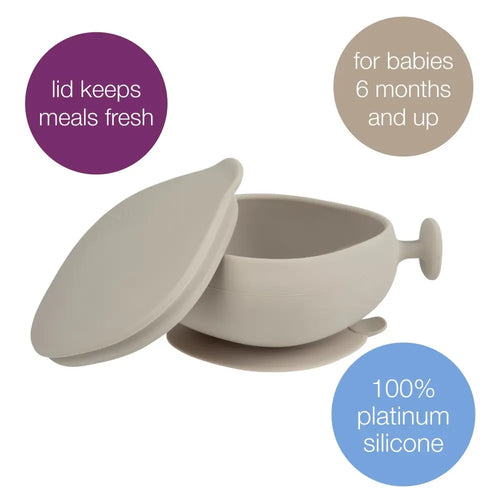 B.Box Soft Silicone Feeding Bowl + Lid for Toddlers - Anti-Slip & Leakproof Lid