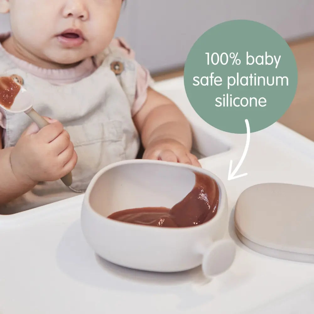 B.Box Soft Silicone Feeding Bowl + Lid for Toddlers - Anti-Slip & Leakproof Lid