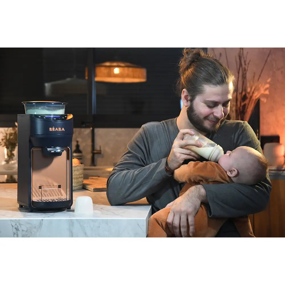 Beaba Milkeo Plus Automatic Baby Bottle Maker & Formula Dispenser - Instant Warm Bottles in 20 Sec, Smart Touchscreen, Multiple Temperature Settings, Baby Formula Mixer & Milk Maker for Infants, Night Blue, 0m+