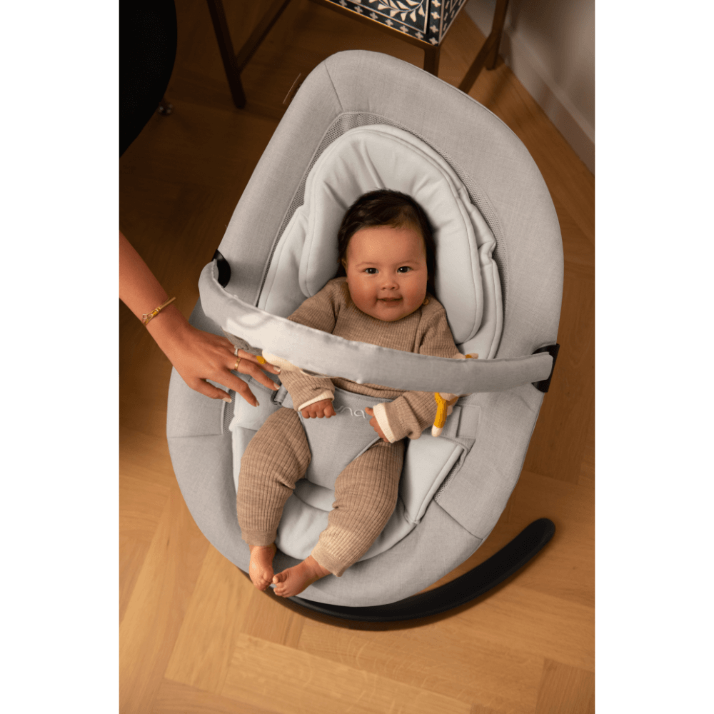 Nuna Leaf Grow Baby Bouncer|Sleek Design|Rock Solid Base with Motion Lock|3 Ergonomic Recline Positions|New Born to 60 kg - Driftwood
