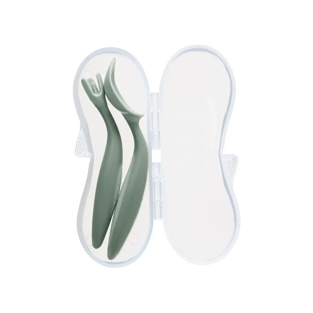 B.Box Toddler Fork & Spoon Cutlery Set for Kids – Easy Grip, Self-Feeding & Travel-Friendly – Sage Green