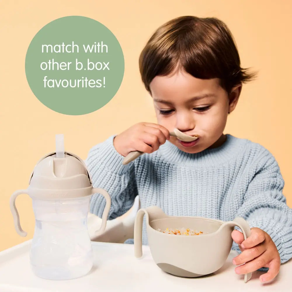 B.Box Toddler Fork & Spoon Cutlery Set for Kids – Easy Grip, Self-Feeding & Travel-Friendly – Sage Green