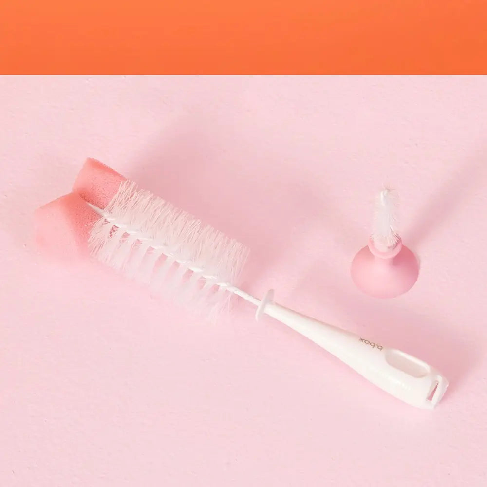B.Box 2-in-1 Bottle Brush – Soft Bristles, Easy-Grip Handle, Teat Cleaner Included – Blush