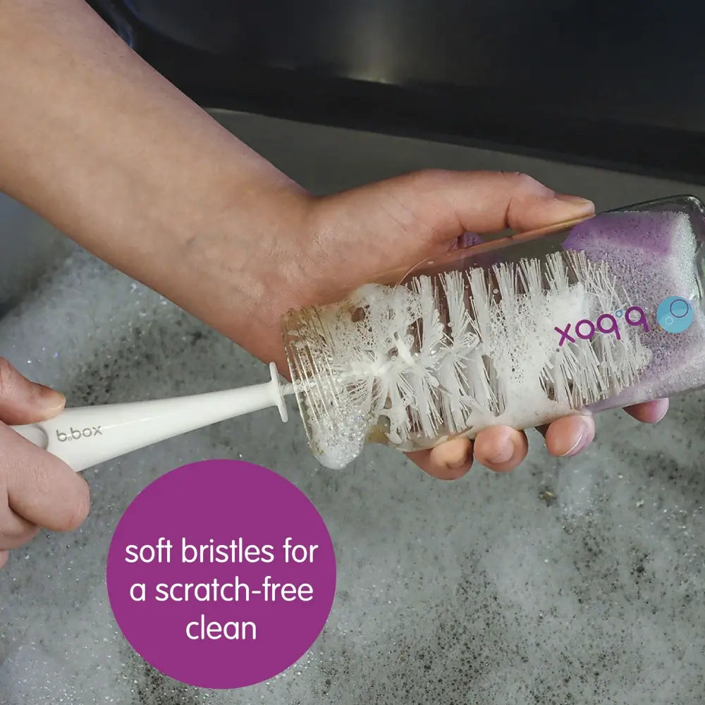 B.Box 2-in-1 Bottle Brush – Soft Bristles, Easy-Grip Handle, Teat Cleaner Included – Ocean