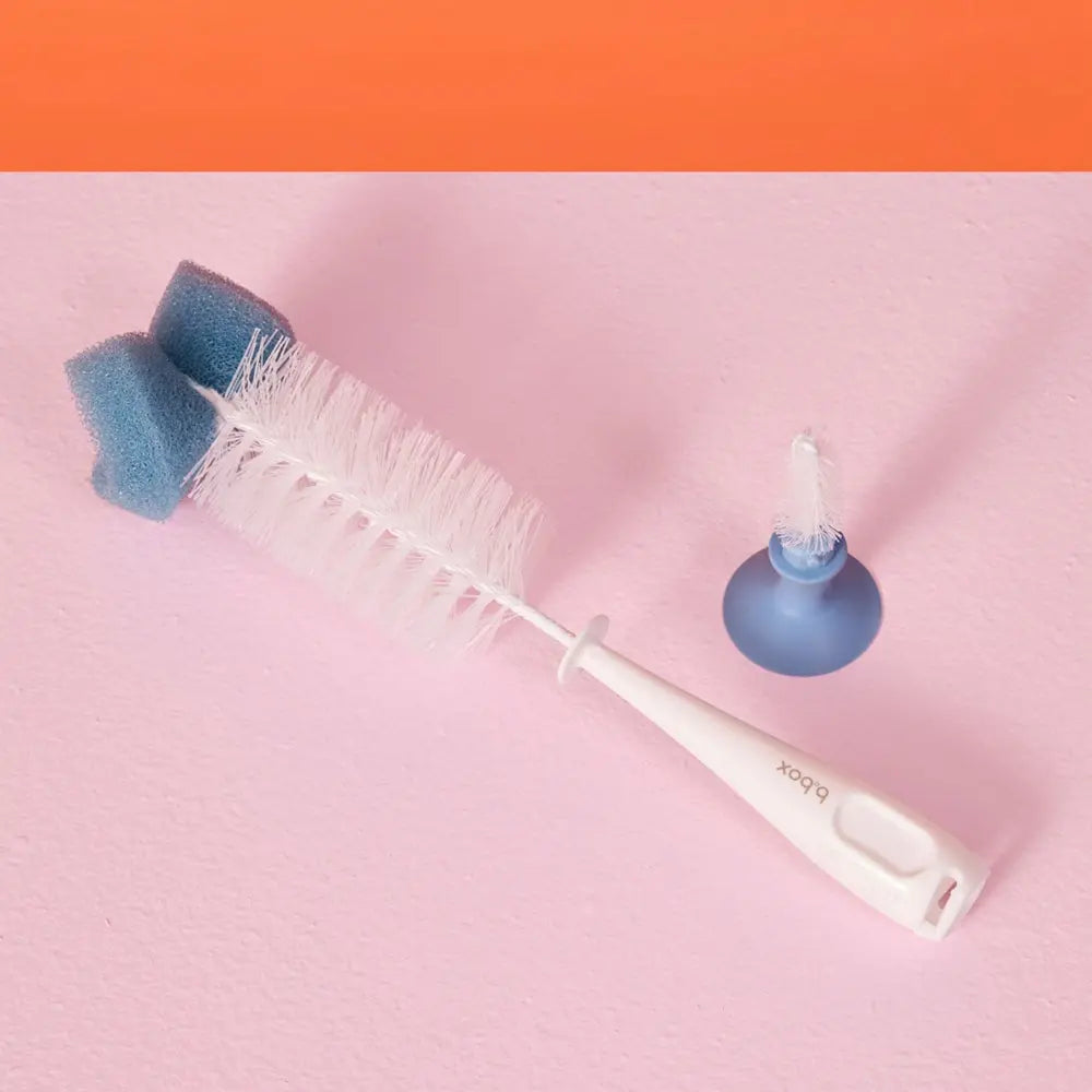 B.Box 2-in-1 Bottle Brush – Soft Bristles, Easy-Grip Handle, Teat Cleaner Included – Ocean