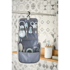 Beaba 9 Baby Toiletry & Grooming Essentials, Includes Thermometer, Hairbrush, Nail Clippers, Nasal Aspirator, Gum Massaging Toothbrush, Teether Baby Scissors, Bath Thermometer, Nail File, and Multi-Compartment Travel Pouch