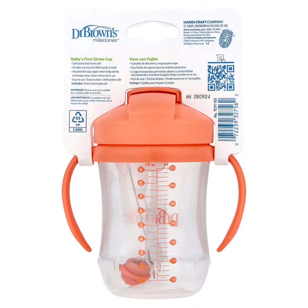 Dr. Brown’s 9 oz/270 mL Baby’s First Straw Cup with Handles (6m+) 1-Pack