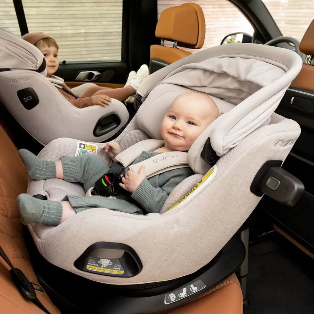 Nuna PRUU Aire Infant Car Seat|Convertible (Forward & Rear Facing)|360 Degrees Rotation with Base|Retractabe Sun Canopy|Moisture Absorbing Airy Mesh|5 Positions Recline In Both Mode|For 0 to 4Y|Upto 19 Kg - Cedar