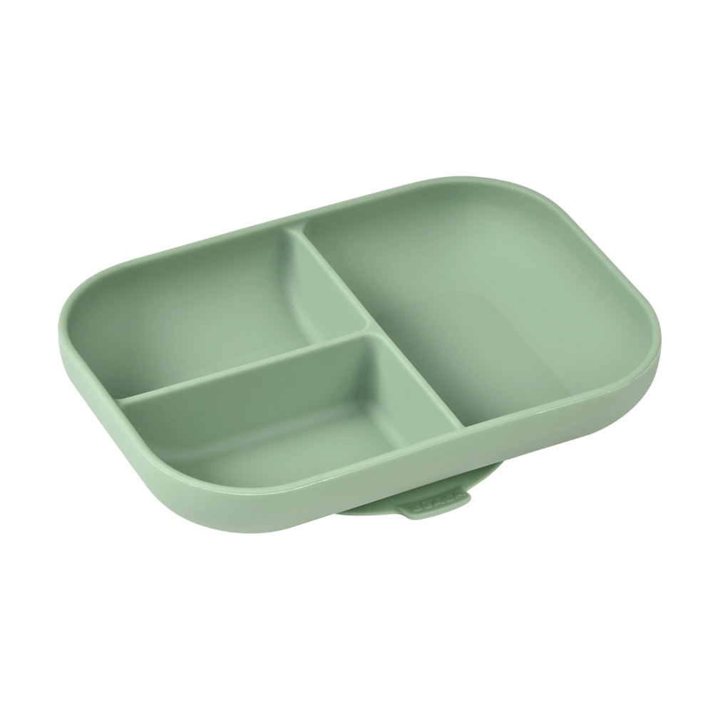 Beaba Silicone Suction Divided Plate for Babies and Toddlers - Ergonomic Design, Non-Slip, Unbreakable, Dishwasher & Microwave Safe, Self Feeding Baby Plate, Easy to Clean, BPA-Free, Mealtime Essential, 4M+