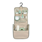 Beaba 9 Baby Toiletry & Grooming Essentials, Includes Thermometer, Hairbrush, Nail Clippers, Nasal Aspirator, Gum Massaging Toothbrush, Teether Baby Scissors, Bath Thermometer, Nail File, and Multi-Compartment Travel Pouch