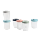 Beaba Food Storage Set - Airtight Interlocking Stackable Containers for Baby & Toddler Meals with Graduation Scale, Leakproof, Microwave & Freezer Safe, Travel Friendly, 250ML, Set of 6, Multicolor