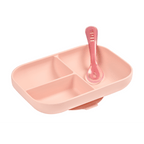 Beaba Silicone 2 Piece Meal Set – Suction Divided Plate & 2nd Stage Silicone Spoon, Non-Slip, Unbreakable, Easy to Clean, BPA-Free Baby Feeding Set for Mess-Free Mealtime Essentials, 4M+