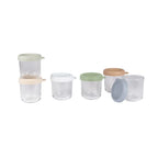 Beaba Glass Storage Container - Ideal Airtight Container for Storing Baby Snacks and Meals with Graduation Measuring Scale, Heat, Freeze, Sterilization, and Microwave Safe, 250ML, Set of 6
