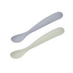 Beaba 1st Stage Soft Silicone Spoon - Set of 2, Baby Led Weaning Self Feeding Training Spoon with Ultra Soft Tip, Gum Friendly, Ergonomic Handles, Easy to clean, BPA Free, 4m+