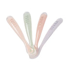 Beaba 1st Stage Silicone Spoon - Set of 4, Baby Led Weaning Self Feeding Training Spoon with Ultra Soft Tip, Gum Friendly, Ergonomic Handles, BPA Free, 4m+