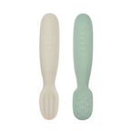Beaba Set of 2 Silicone Pre-Feeding Spoons for Baby and Infants - Textured Tip + Flat Tip, Gentle on Gums, Short and Round Ergonomic Handle, Soft Food Grade Silicone, 4m+