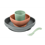 Beaba Silicone 4 Piece Baby Meal Set – Suction Plate, Suction Bowl, Anti-Slip Cup & 2nd Stage Spoon, Non-Slip, Unbreakable, Easy to Clean, BPA-Free Baby Feeding Set for Mess-Free Mealtime Essentials, 4M+