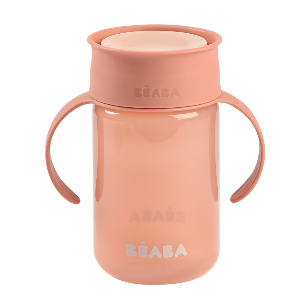 Beaba 360° Baby Learning Cup with Anti-Drip Disc, Patented Anti-Leak System, Dual handle & Spillproof Sippy Cup for Toddlers, Lightweight & Easy Grip Removable Handles, with Hygienic Lid, 340 ml, 12 Months+
