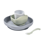 Beaba Silicone 4 Piece Baby Meal Set – Suction Plate, Suction Bowl, Anti-Slip Cup & 2nd Stage Spoon, Non-Slip, Unbreakable, Ergonomic Design, Easy to Clean, BPA-Free Baby Feeding Set for Mess-Free Mealtime Essentials, 4M+