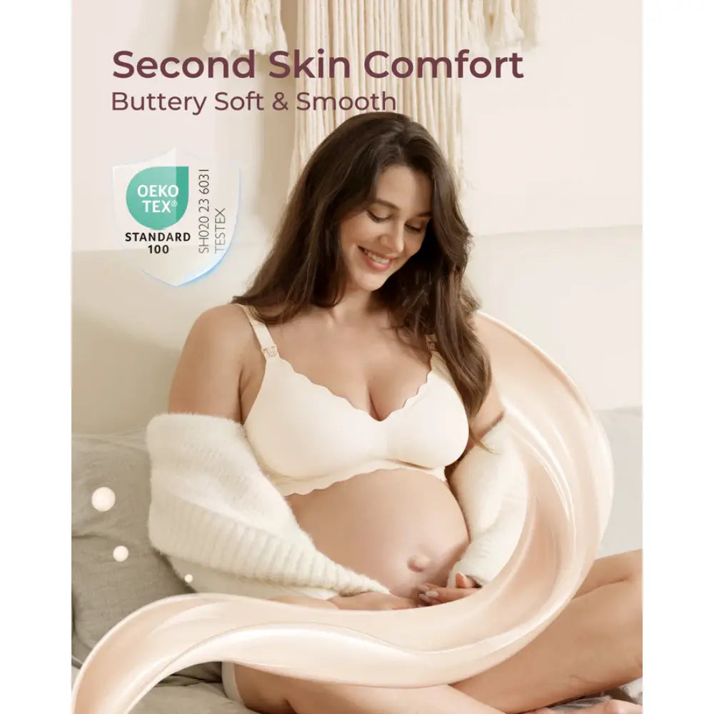 Momcozy Maternity Accessory Seamless Support Floral Nursing Bra - Skin