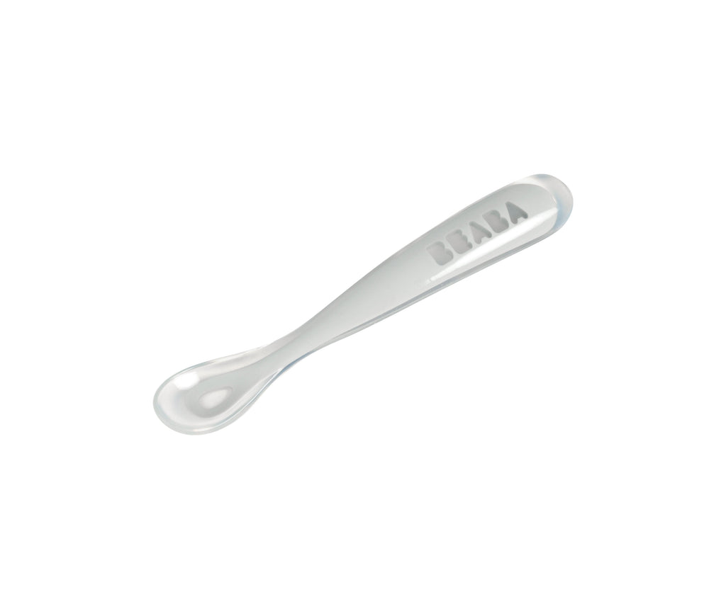 Beaba 1st Stage Silicone Spoon - Baby Led Weaning Self Feeding Training Spoon with Ultra Soft Tip, Gum Friendly, Ergonomic Handles, BPA Free, 4m+