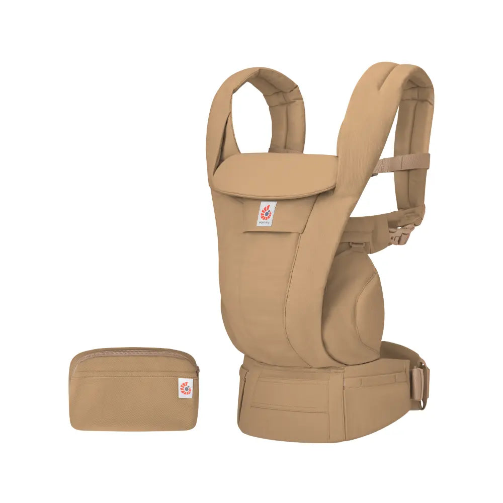 Ergobaby Omni Deluxe Baby Carrier, Lightweight Breathable Soft Mesh, Enhanced Lumbar Support, Adjustable Waistbelt & Cross Straps, Privacy Hood, 4 Carry Positions, 6 Storage Pockets, 3-20Kgs, 0-4 years, Camel