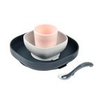 Beaba Silicone 4 Piece Baby Meal Set – Suction Plate, Suction Bowl, Anti-Slip Cup & 2nd Stage Spoon, Non-Slip, Unbreakable, Easy to Clean, BPA-Free Baby Feeding Set for Mess-Free Mealtime Essentials, 4M+