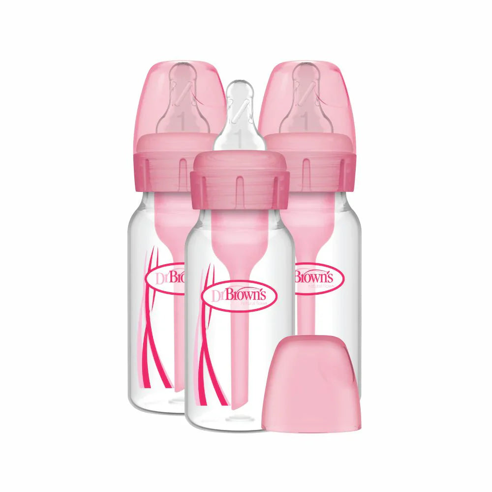 Dr. Brown's Natural Flow Anti-Colic Options+ Narrow Baby Bottle - 4oz/120 ml - Pink