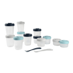 Beaba Expert Food Storage Set - Airtight Interlocking Containers for Baby & Toddler Meals with Graduation Scale, Microwave & Freezer Safe, Set of 14 (2 x 90ML, 4 x 150ML, 6 x 250ML & 2 Spoons)