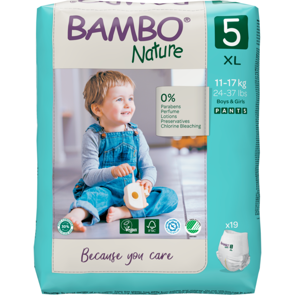 Bambo Nature Premium Baby Pants Diapers for Babies, XL Size (11-17 Kgs), Super Absorbent, Breathable, Extra Soft, Dermatologically Tested, Hypoallergenic Infant Nappies With Wetness Indicator